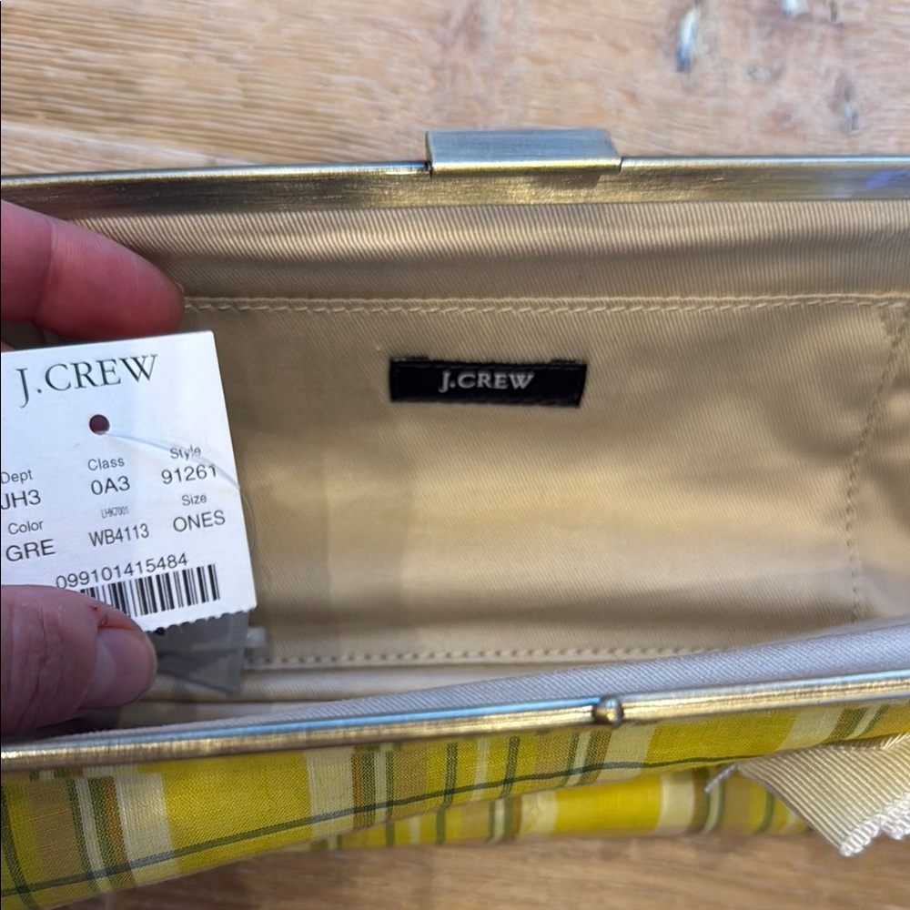 J. Crew Yellow and Blue Clutch with Plaid Design - Picture 4 of 4
